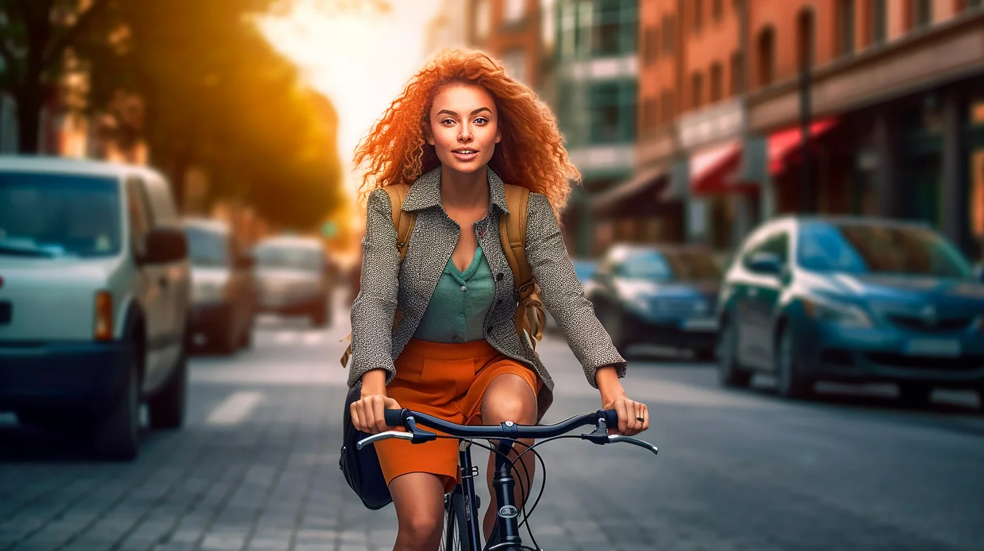 Radfahrerin auf der Straße